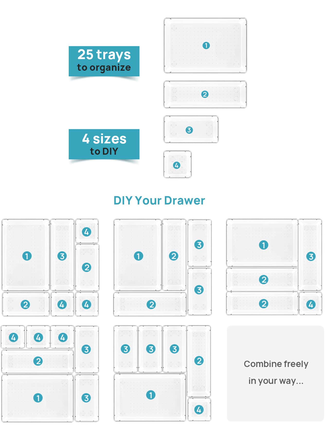 8/25 PCS Clear Plastic Drawer  - Kitchen Gadgets Set reseña y precio