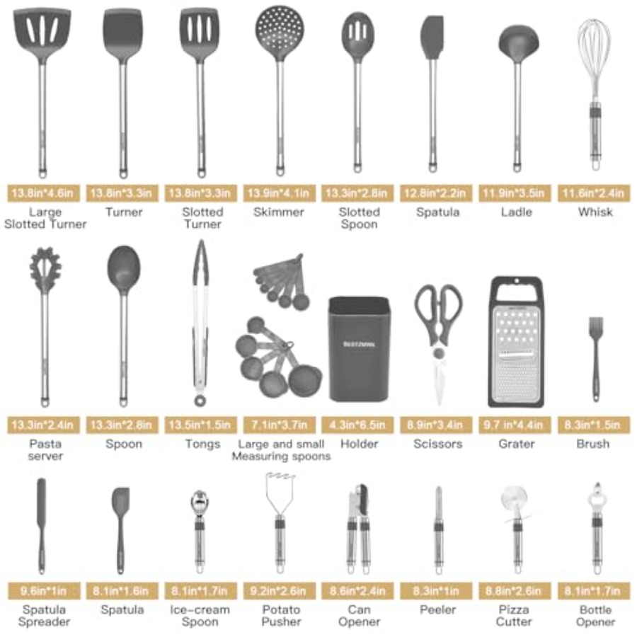 Kitchen Utensil Set-Silicone C - Kitchen Gadgets Set reseña y precio