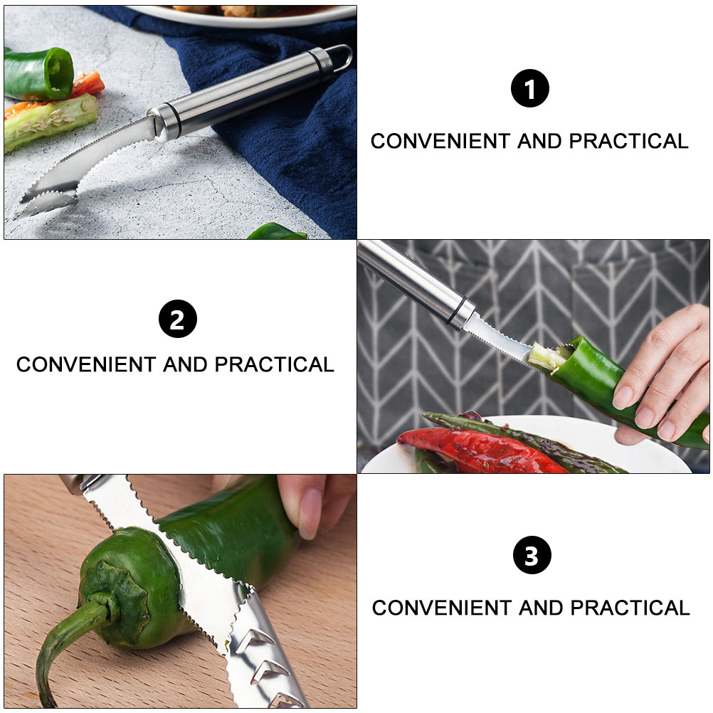 2Pcs Stainless Steel Chili Cor - Cherry Pitter Tool reseña y precio