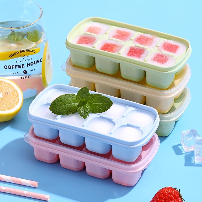 8-Grid Ice Cube Trays Silicone - Kitchen Gadgets Baking reseña y precio